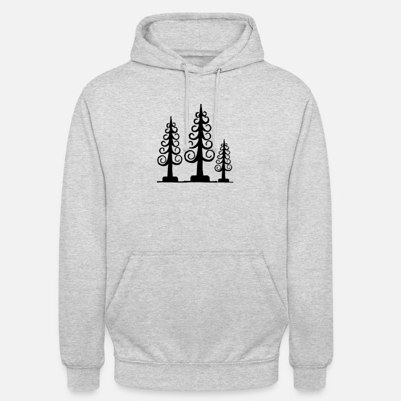 geschnitzter Tannenbaum, Spanbaum, Erzgebirge - Unisex Hoodie - Hellgrau meliert