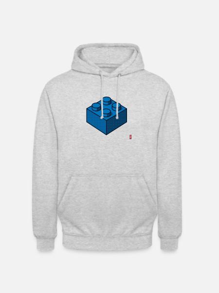 Baustein Blau - Unisex Hoodie - Hellgrau meliert