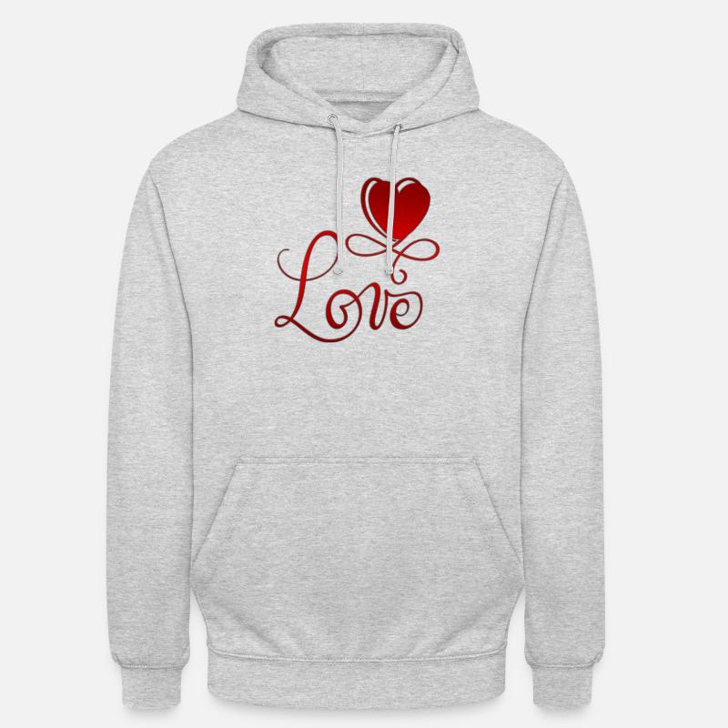 Saint-Valentin Saint-Valentin - Sweat-shirt à capuche unisexe - gris clair chiné