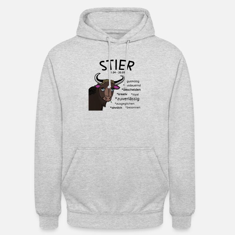 Sternzeichen Stier - Unisex Hoodie - Hellgrau meliert