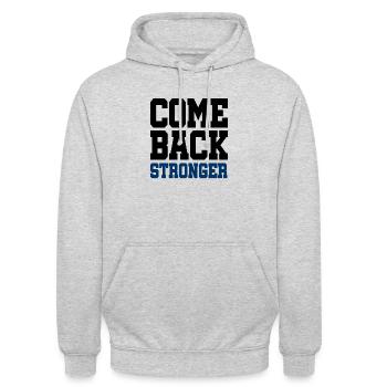 Come Back Stronger - stärker - stark wiederkommen - Unisex Hoodie - Hellgrau meliert - Vorne - Alina (178cm) & Michal (187cm)