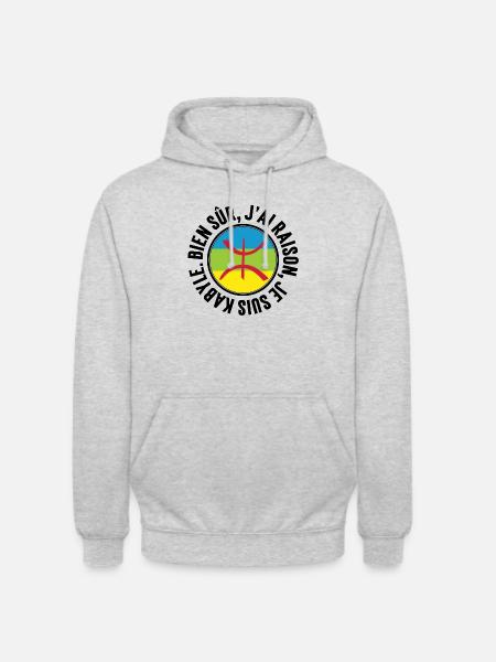 Je suis Kabyle - Sweat-shirt à capuche unisexe - gris clair chiné
