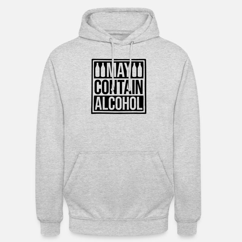 Attention Peut contenir de l’alcool - Sweat-shirt à capuche unisexe - gris clair chiné