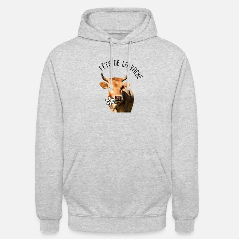 Vache 02 - Sweat-shirt à capuche unisexe - gris clair chiné