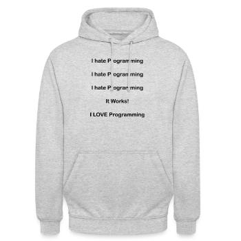 We Love Programing - Unisex Hoodie - Hellgrau meliert - Vorne - Alina (178cm) & Michal (187cm)