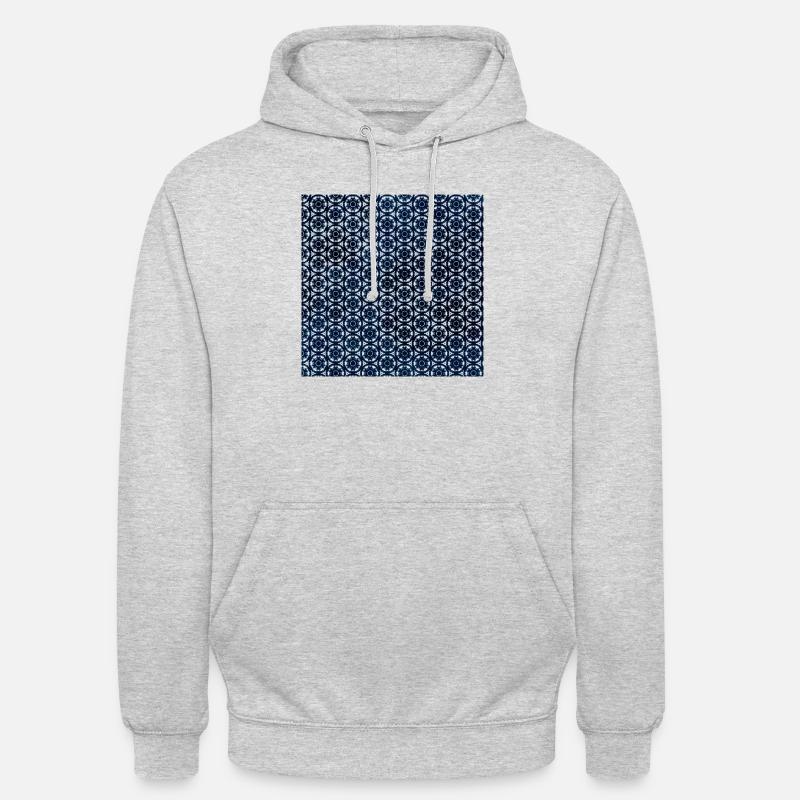 Silver Dark Blue Tie Dye Textile Pattern - Unisex Hoodie - light heather grey