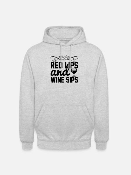 Red Lips and Wine Sips - Unisex Hoodie - light heather grey