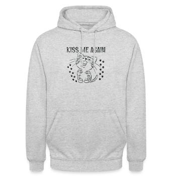 Küss mich wieder, sagte das Kätzchen - Unisex Hoodie - Hellgrau meliert - Vorne - Alina (178cm) & Michal (187cm)