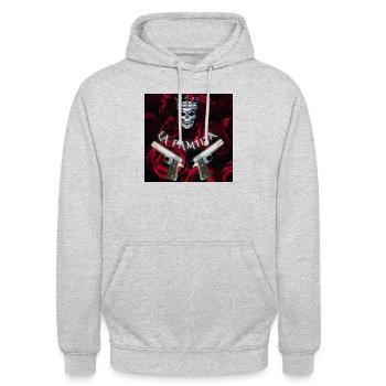 La Familia - Unisex Hoodie - Hellgrau meliert - Vorne - Alina (178cm) & Michal (187cm)