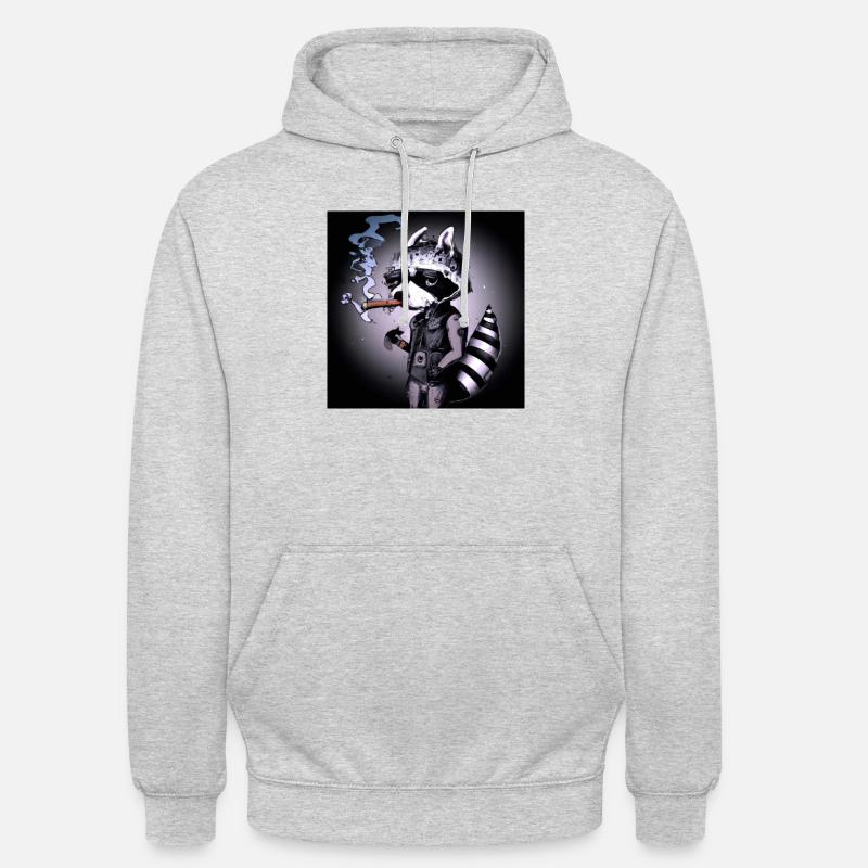Racoon Smoking - Unisex Hoodie - Hellgrau meliert