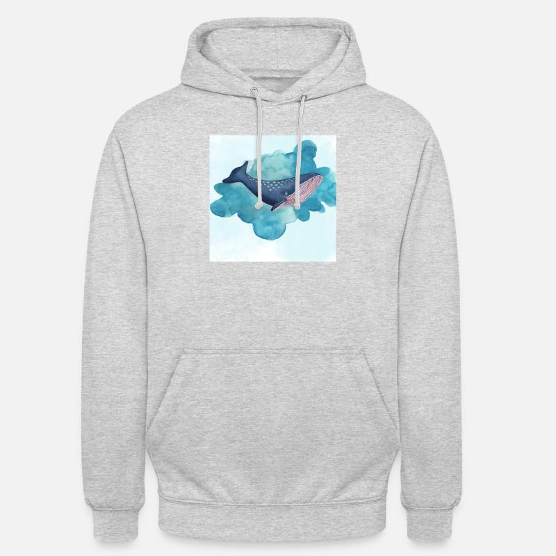 Baleine nage - Sweat-shirt à capuche unisexe - gris clair chiné