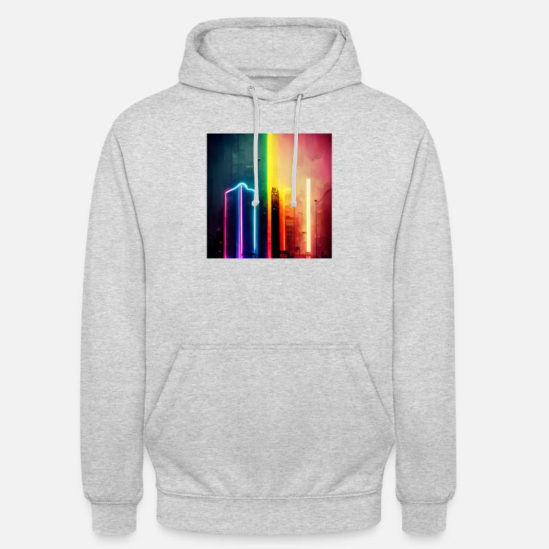 Pride Regenbogen Liebe Neonlichter - Unisex Hoodie - Hellgrau meliert