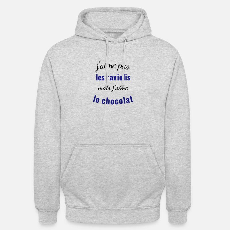 J aime pas les raviolis - Sweat-shirt à capuche unisexe - gris clair chiné