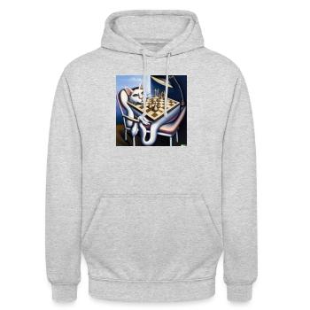 Cat plays chess - Unisex Hoodie - light heather grey - Front - Alina (178cm) & Michal (187cm)
