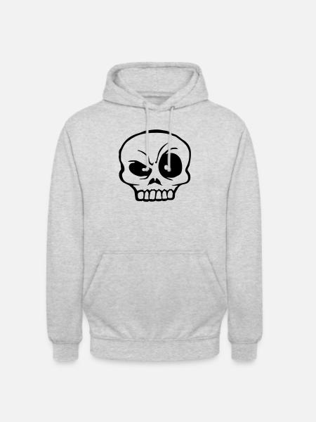 Cartoon skeptical facial expression skull - Unisex Hoodie - light heather grey