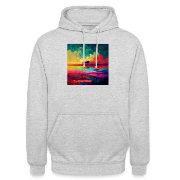 colorful paradise - Unisex Hoodie - Hellgrau meliert - Vorne - Alina (178cm) & Michal (187cm)