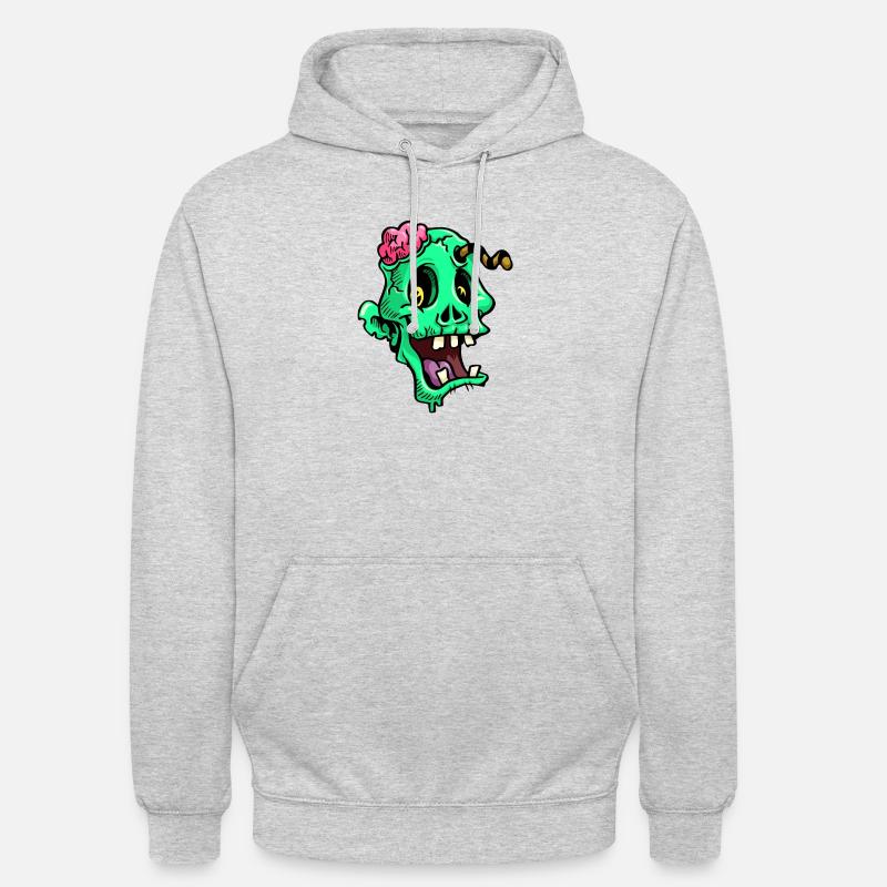 KOPF EINES LUSTIGEN ZOMBIES - Unisex Hoodie - Hellgrau meliert