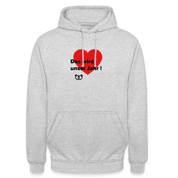 Das wir unser Jahr ! - Unisex Hoodie - Hellgrau meliert - Vorne - Alina (178cm) & Michal (187cm)