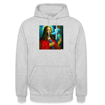 Smoking Jesus - Unisex Hoodie - Hellgrau meliert - Vorne - Alina (178cm) & Michal (187cm)