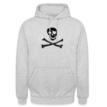 pirate tête de mort - Sweat-shirt à capuche unisexe - gris clair chiné - Devant - Alina (178cm) & Michal (187cm)
