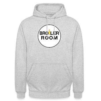 BROILERROOM Design 4 with Chicken - Unisex Hoodie - Hellgrau meliert - Vorne - Alina (178cm) & Michal (187cm)