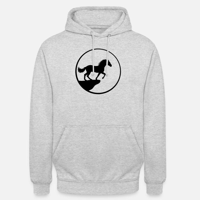 Klippe Mond Stehendes Pferd - Unisex Hoodie - Hellgrau meliert