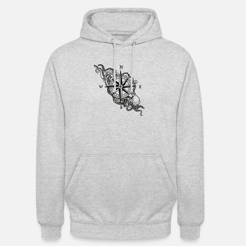 Compass Octopus - Unisex Hoodie - light heather grey