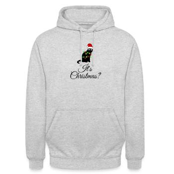 Cat Christmas - Unisex Hoodie - Hellgrau meliert - Vorne - Alina (178cm) & Michal (187cm)