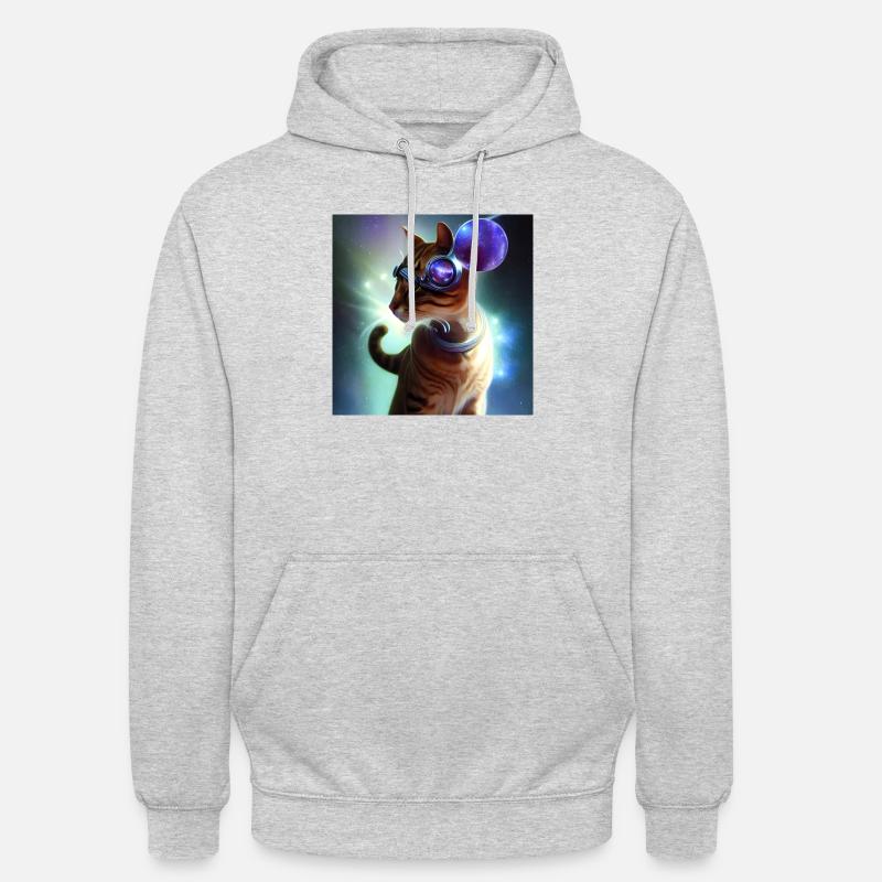Le chat de l’univers - Sweat-shirt à capuche unisexe - gris clair chiné