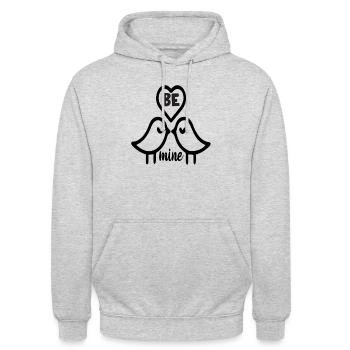 Soyez à moi Saint-Valentin - Sweat-shirt à capuche unisexe - gris clair chiné - Devant - Alina (178cm) & Michal (187cm)
