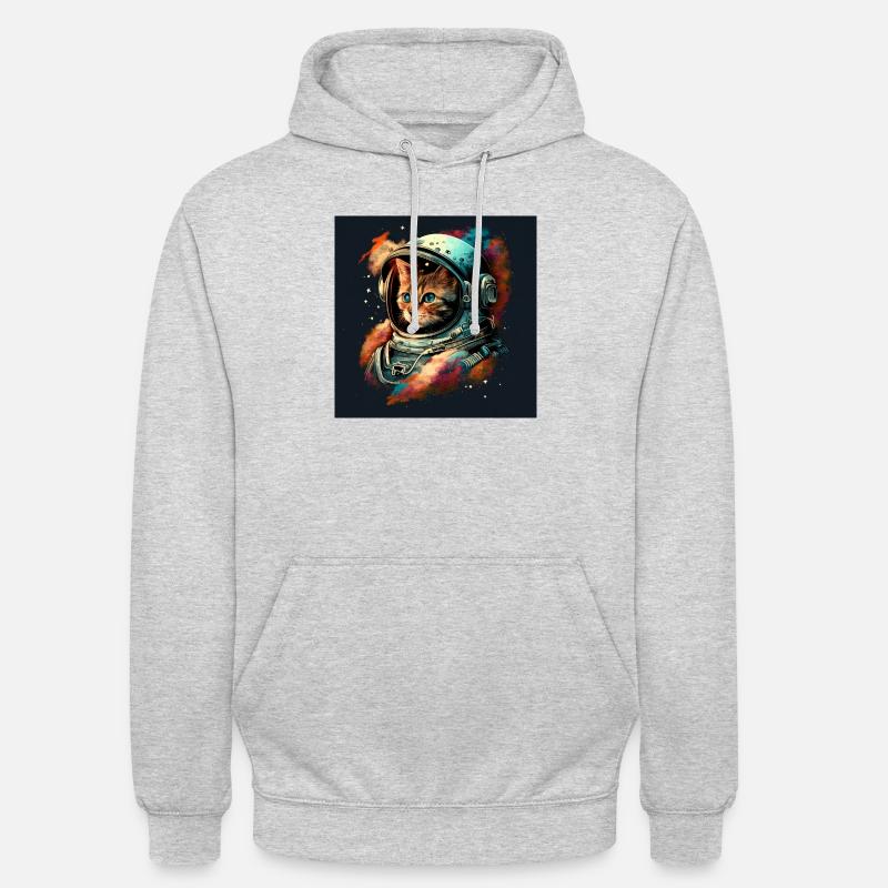 Kosmische Katze im Aetherpunk-Stil - Unisex Hoodie - Hellgrau meliert