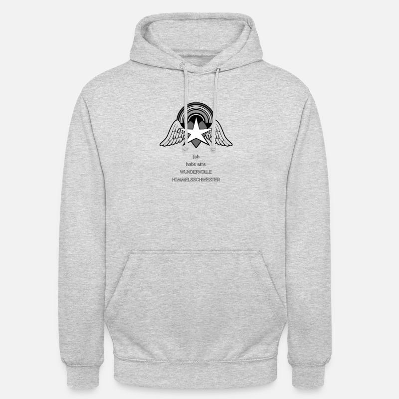 wundervolle Himmelsschwester - BlackNWhite - Unisex Hoodie - Hellgrau meliert