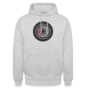 5 Speichen Felge mit Bremse - Unisex Hoodie - Hellgrau meliert - Vorne - Alina (178cm) & Michal (187cm)