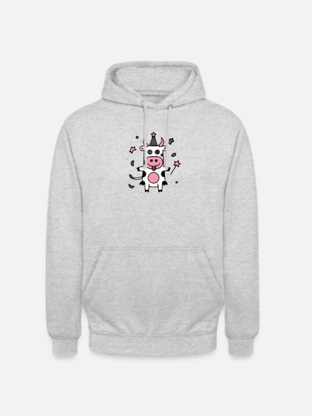 Mili la fée vache - Sweat-shirt à capuche unisexe - gris clair chiné