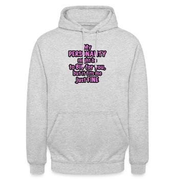 Persönlichkeit lila - Unisex Hoodie - Hellgrau meliert - Vorne - Alina (178cm) & Michal (187cm)