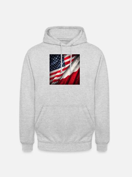 USA and Poland - Unisex Hoodie - Hellgrau meliert