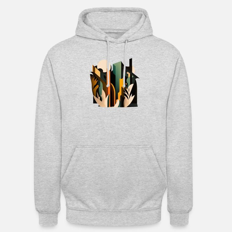 Art abstrait | Jardin | Fleur - Sweat-shirt à capuche unisexe - gris clair chiné