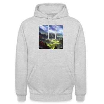 Asien-styled Landscape - Unisex Hoodie - Hellgrau meliert - Vorne - Alina (178cm) & Michal (187cm)