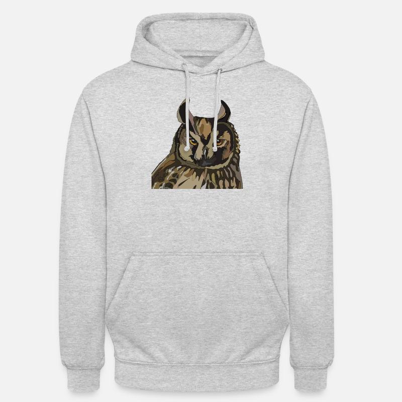 Eule Kopf - Unisex Hoodie - Hellgrau meliert