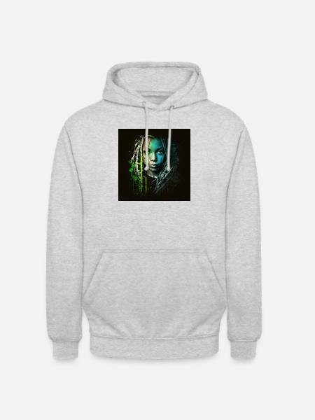 Face woman dreadlocks n°6 - Unisex Hoodie - light heather grey