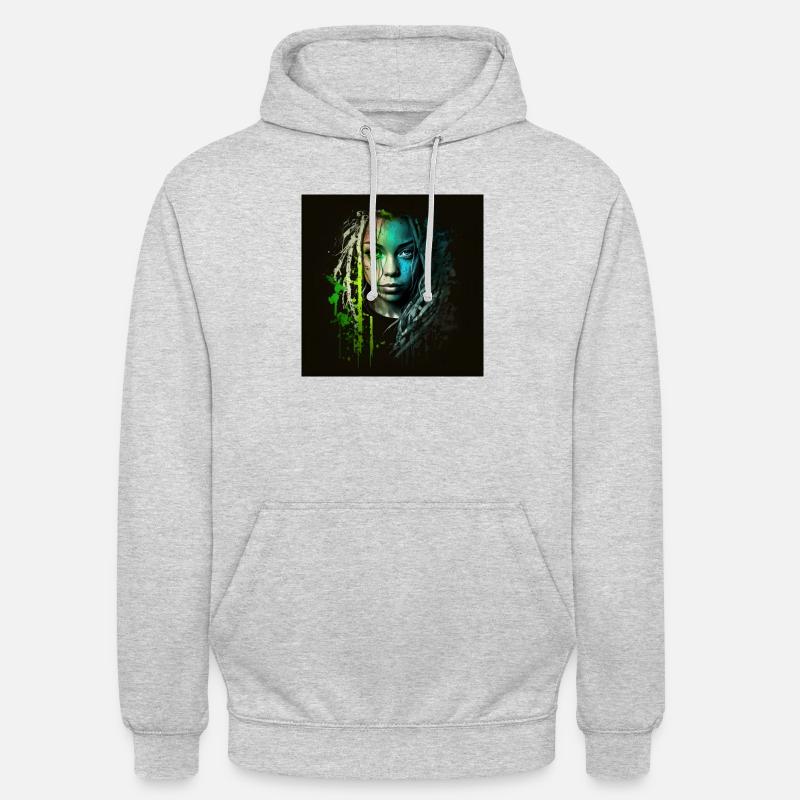 Face Frau Dreadlocks n°6 - Unisex Hoodie - Hellgrau meliert