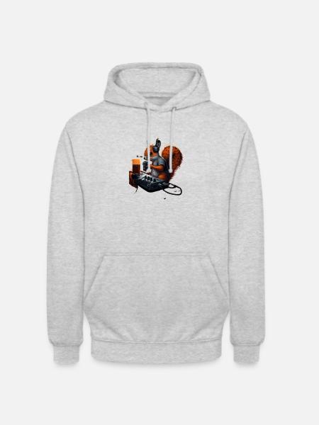 Techno DJ Squirrel with Beer - Unisex Hoodie - light heather grey