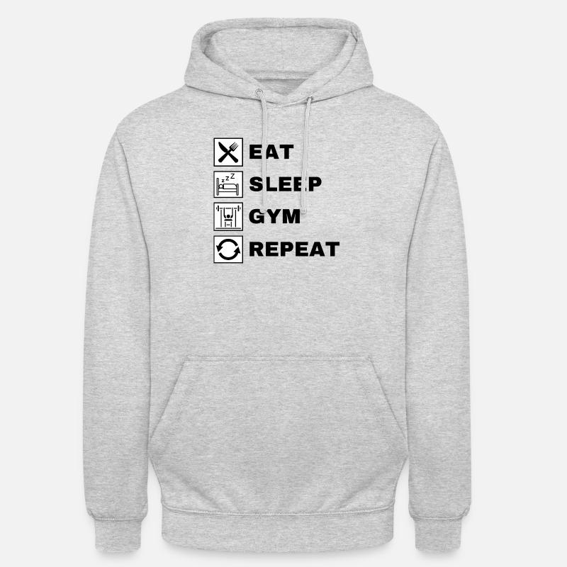 Manger Sleep Gym Répéter - Sweat-shirt à capuche unisexe - gris clair chiné