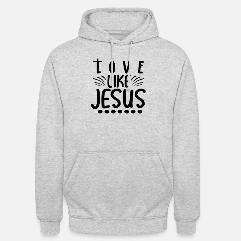 Aimer comme Jésus - Sweat-shirt à capuche unisexe - gris clair chiné