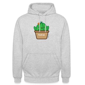 Cactus baby 'Nourrissez-moi' à la fleur d’oranger TM - Sweat-shirt à capuche unisexe - gris clair chiné - Devant - Alina (178cm) & Michal (187cm)
