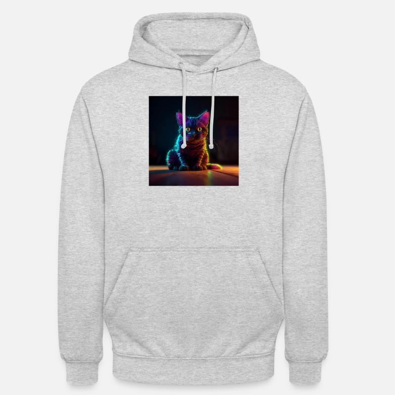 Neon Katze2 - Unisex Hoodie - Hellgrau meliert