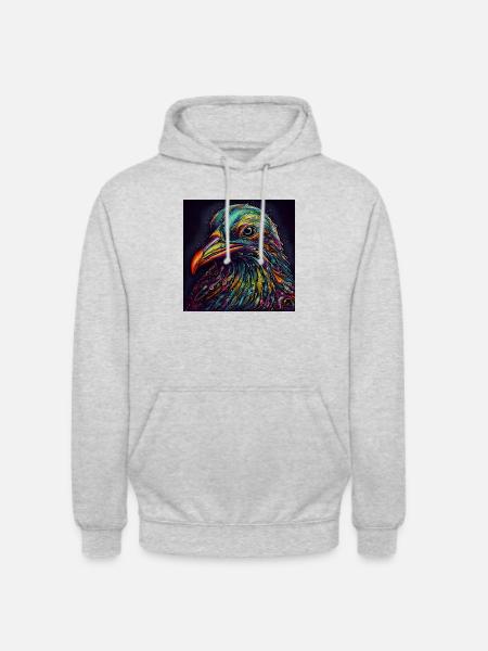 Psychadelic Pigeon - Unisex Hoodie - Hellgrau meliert