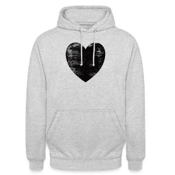 Schwarzes Herz - Unisex Hoodie - Hellgrau meliert - Vorne - Alina (178cm) & Michal (187cm)