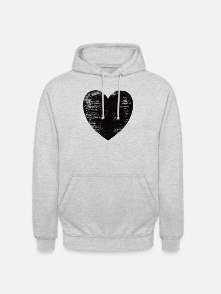 Schwarzes Herz - Unisex Hoodie - Hellgrau meliert