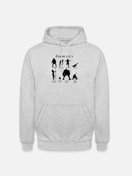 Tableau des types de zombies - Sweat-shirt à capuche unisexe - gris clair chiné